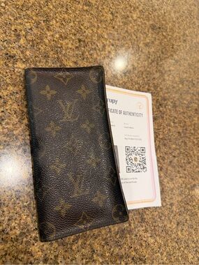 Louis Vuitton Monogram Canvas Long Card Holder Wallet - Brown & Gold